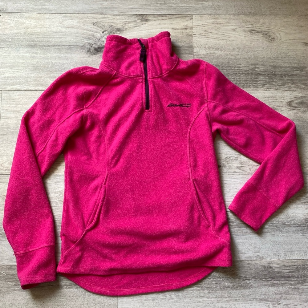 Eddie Bauer Pink Quarter Zip Flannel Girls Size 12